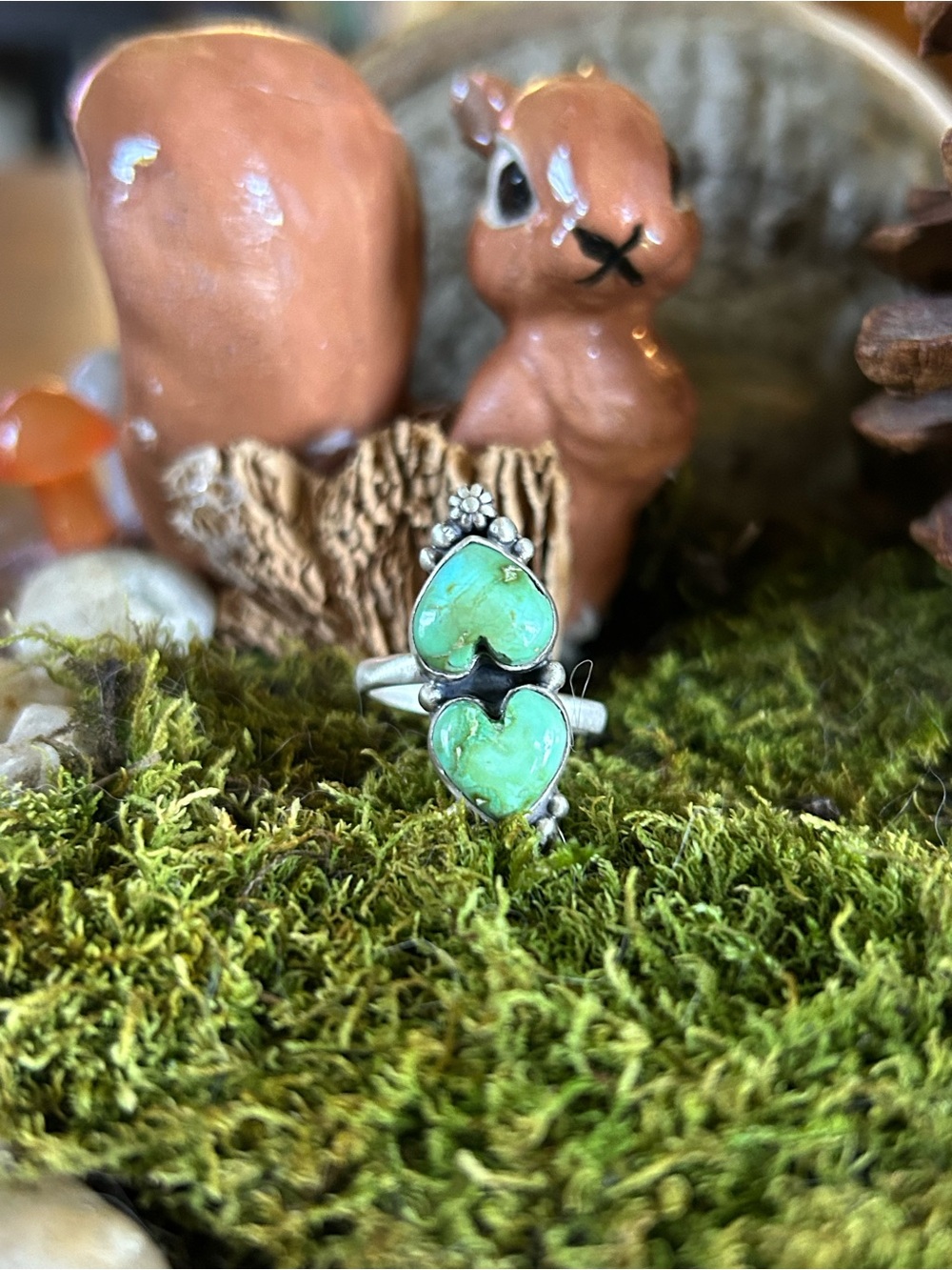 925 Sterling adorable double Sonoran turquoise ring